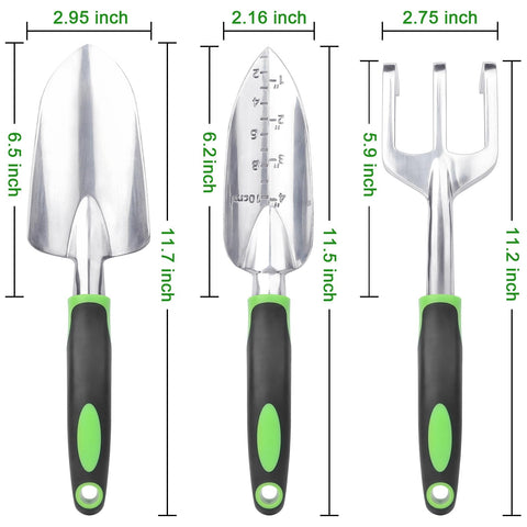 MECHEER transplant trowel scale view for accurate depth measurement.