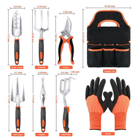 MECHEER garden tools set features small trowel for accurate planting depth