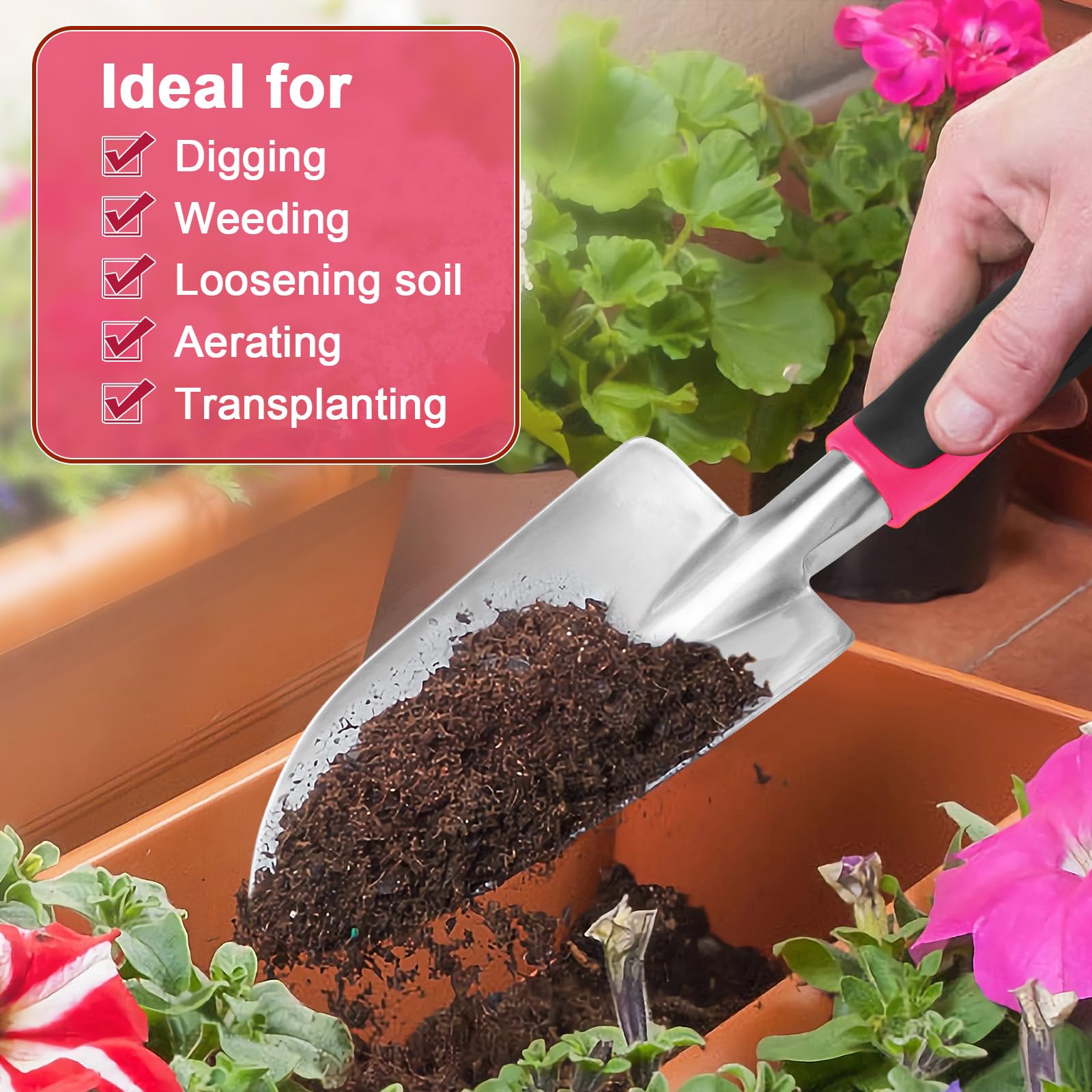 MECHEER multi function tool ideal for digging, weeding, and transplanting