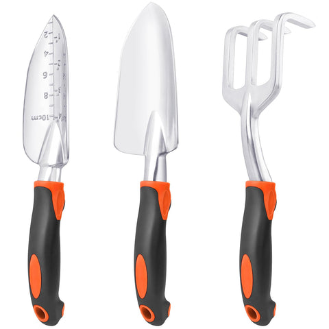 MECHEER orange color garden tools for high visibility in the yard