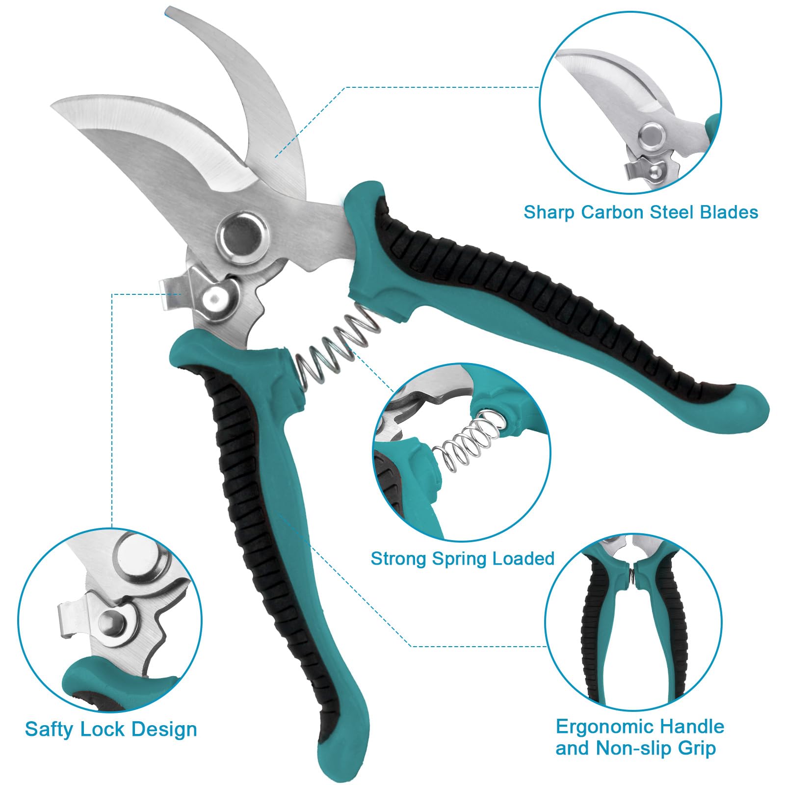 MECHEER pruning shears with clean cuts and comfortable grip.