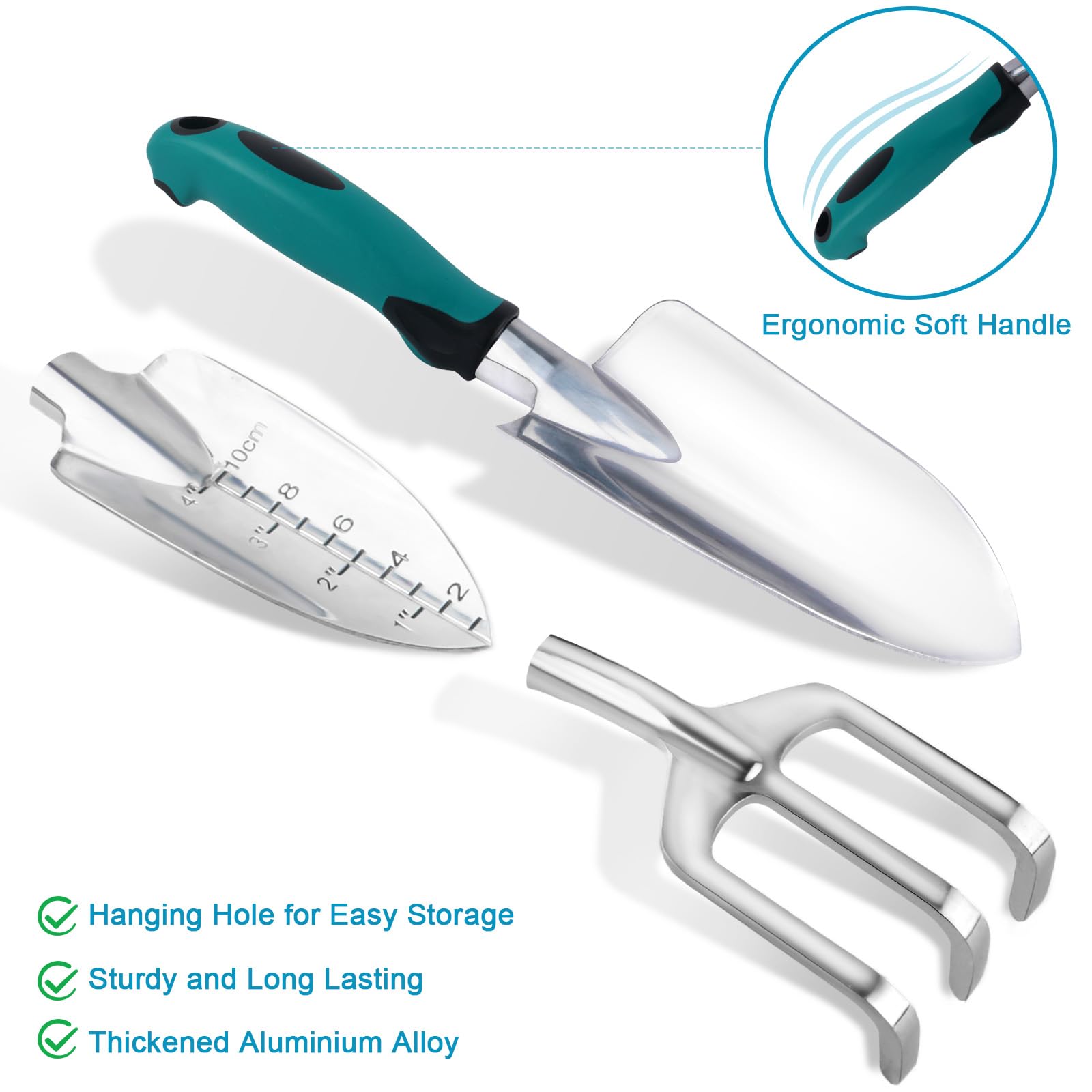 MECHEER small trowel with scale for accurate planting depth.