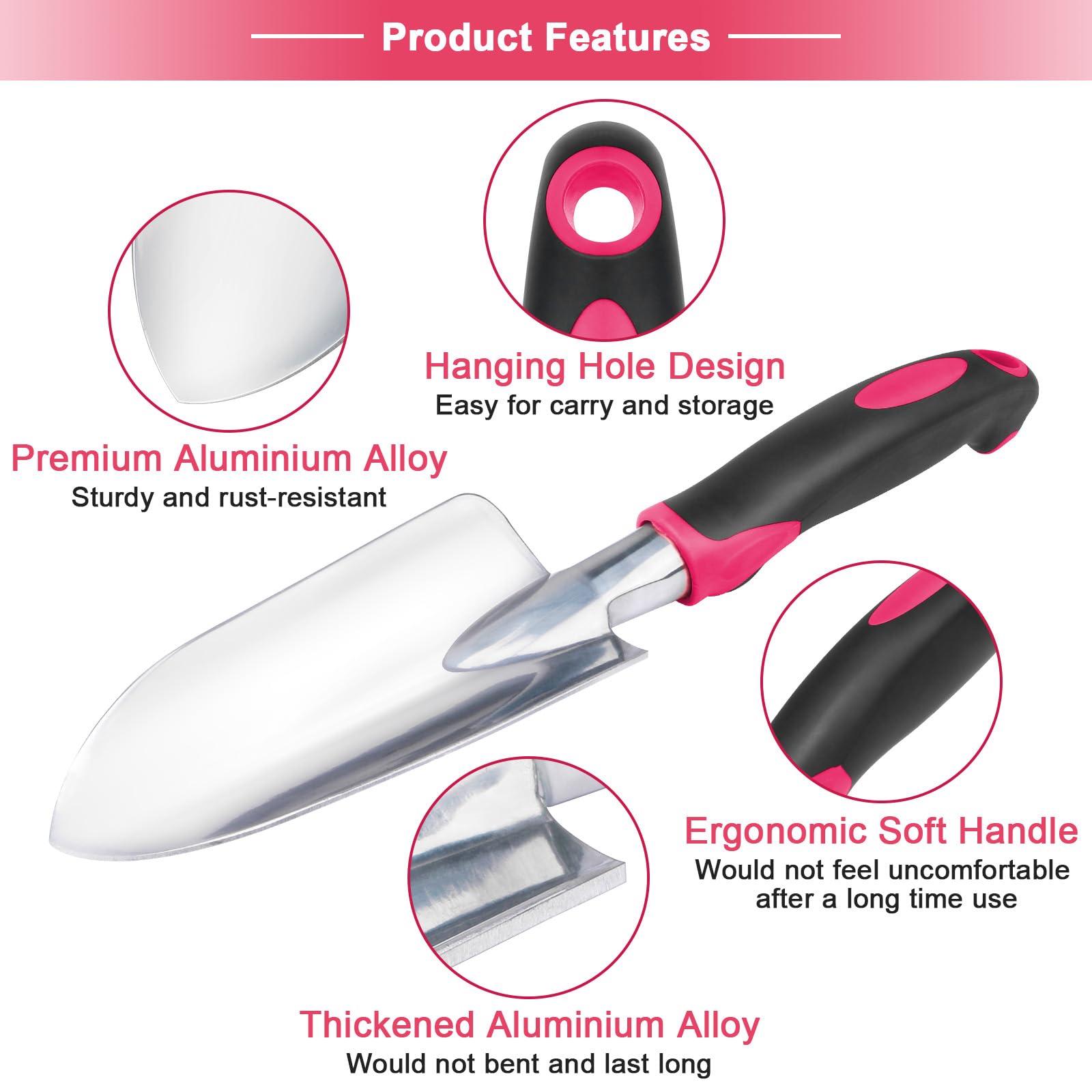 MeCHEER transplant trowel with depth guide for precise planting.