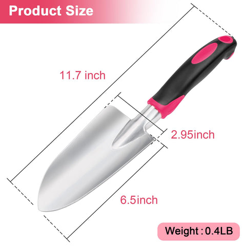 MECHEER trowel with thick aluminum head for sturdy soil penetration