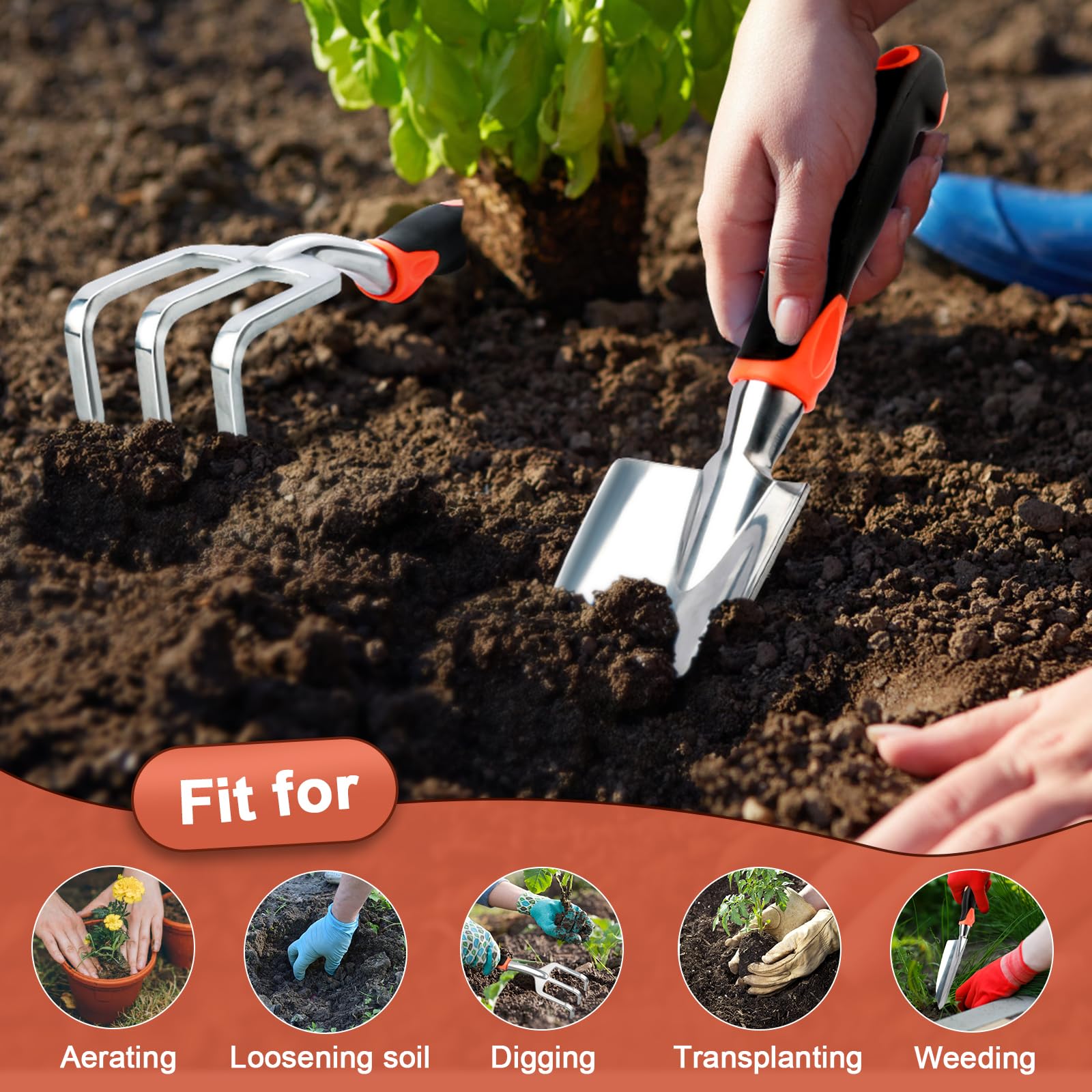 MECHEER versatile set supports weeding, digging, and aerating for healthy beds