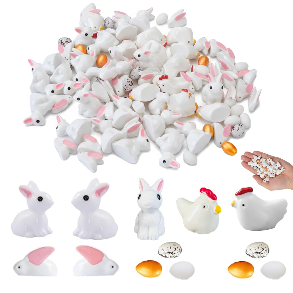 Meckerni 80pcs Easter miniatures for versatile bunny, chicken, and eggs decor