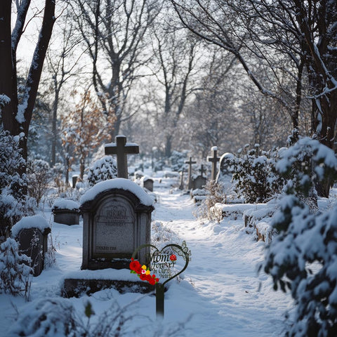 Meckerni cemetery decor on grass image: harmonizes with surrounding landscape