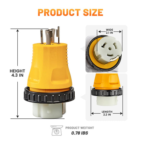 MECMO adapter supporting 125V and 250V configurations for versatility