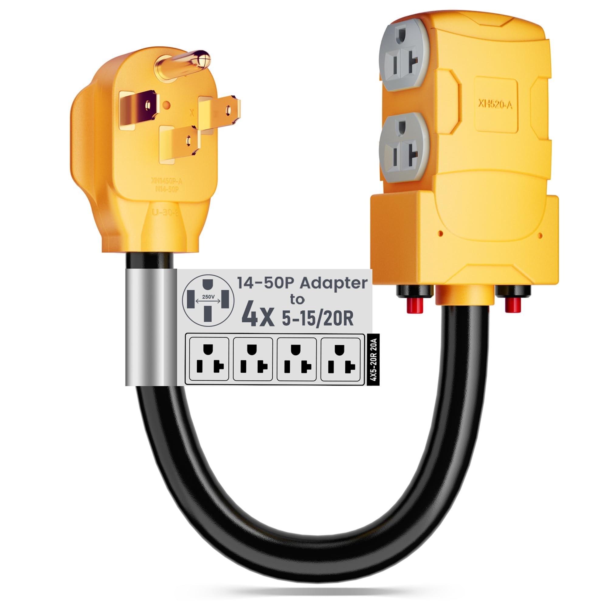 MECMO 50A input with 4-outlet distribution for RV generator power.