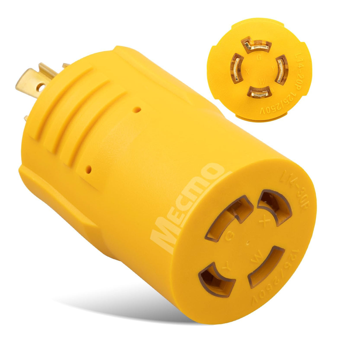 MECMO L14-20P to L14-30R adapter full view for home backup power
