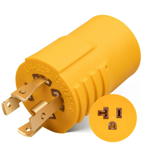 MECMO l14-30p to 5-15r-5-20r adapter with molded housing for secure connection