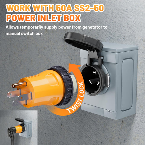 MECMO molded 50A adapter built for rugged outdoor use.