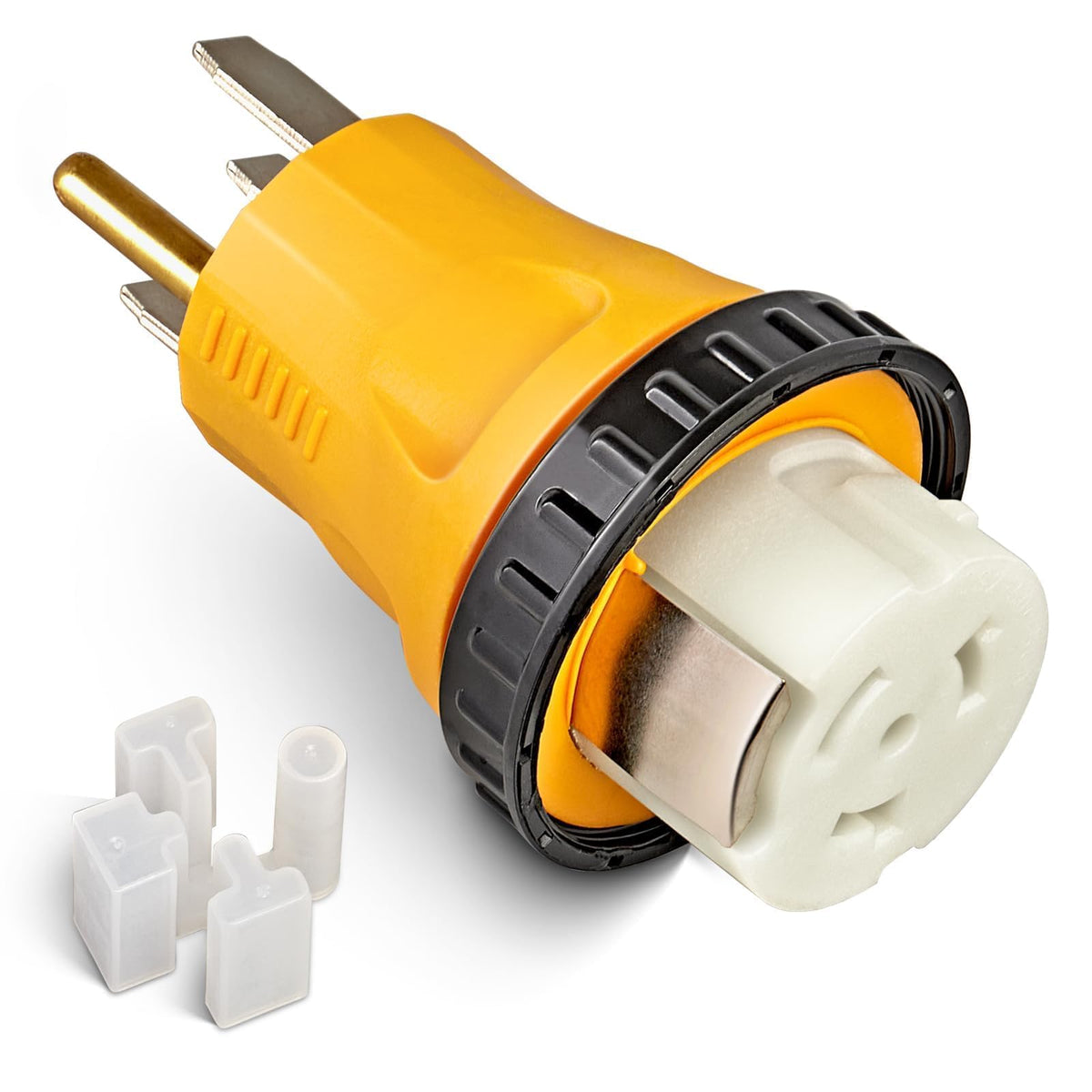 MECMO NEMA L14-50P to SS2-50R twist-lock adapter for secure connections.