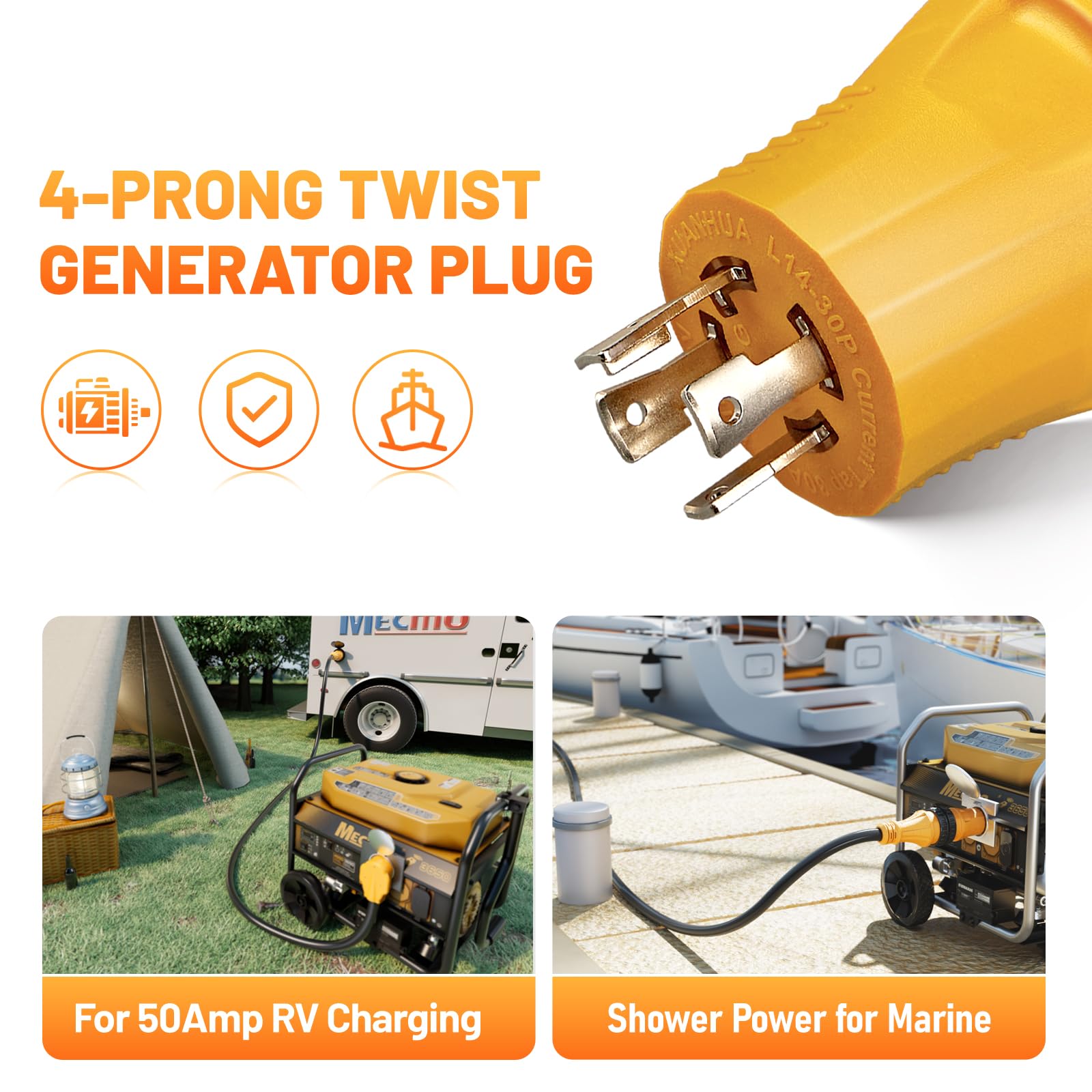 MECMO RV/marine power transfer adapter in outdoor setup