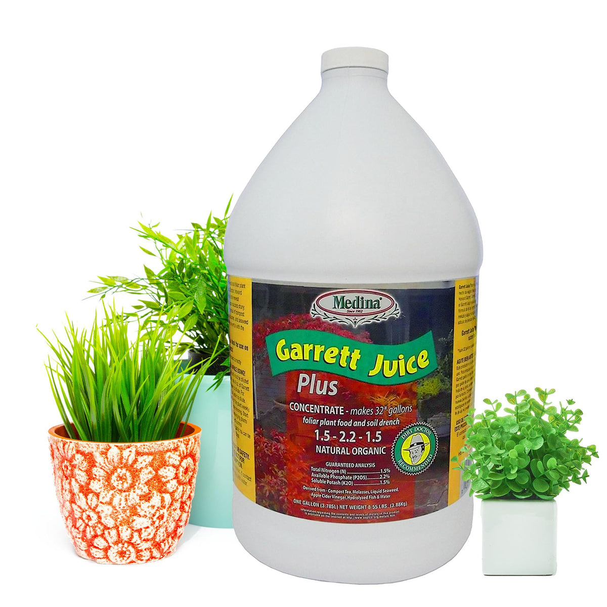 Medina Garrett Juice Plus bottle pour for quick indoor and outdoor plant nourishment.