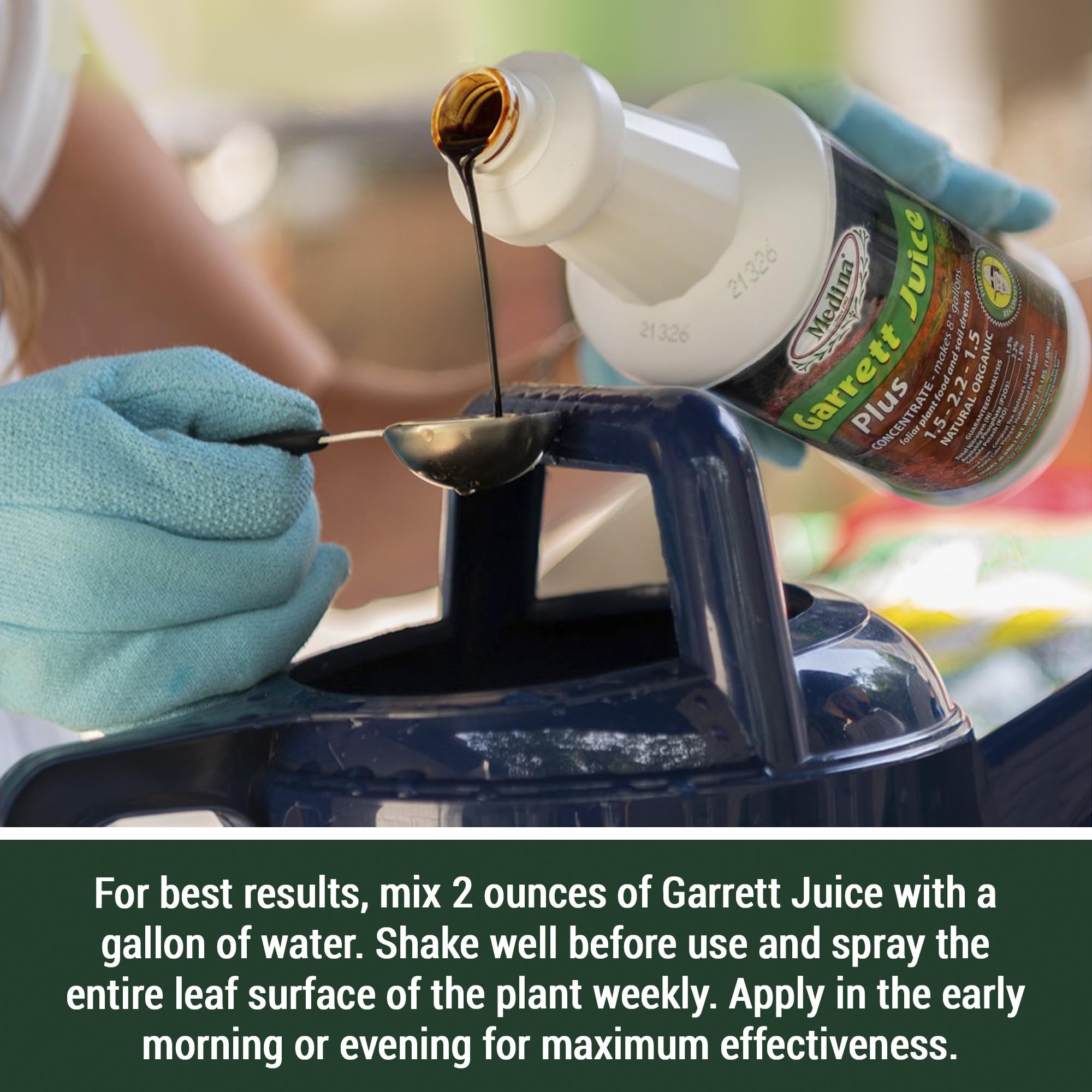 Medina Garrett Juice Plus healthy leaves from a nitrogen-rich boost.