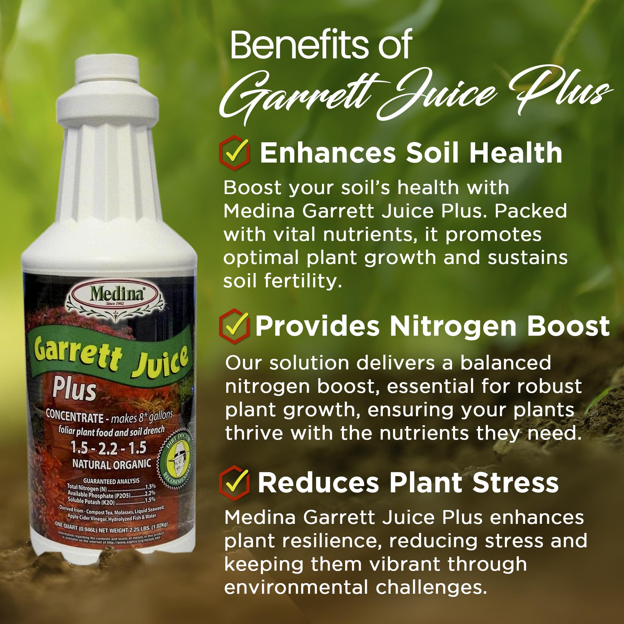 Medina Garrett Juice Plus indoors plants boosts growth and resilience in home settings.
