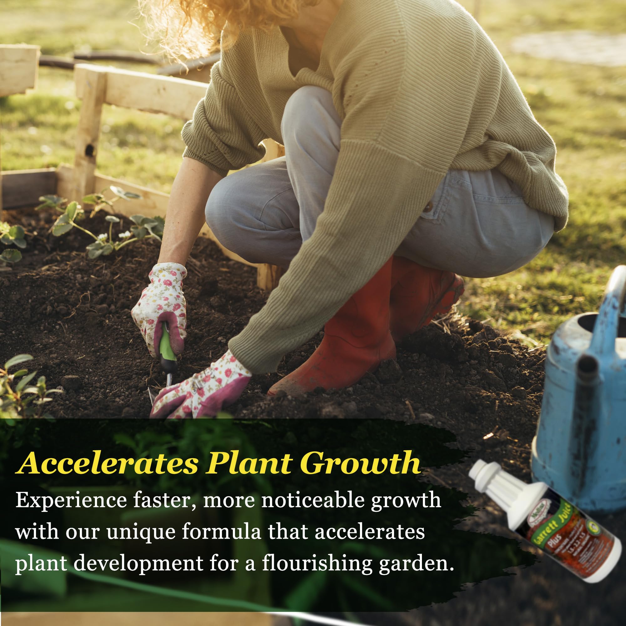 Medina Garrett Juice Plus lawn and garden feed nourishes soil for lush results.