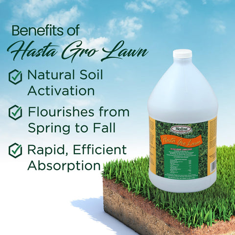 Medina HastGro lawn hose application enables quick, even nutrient delivery during watering.