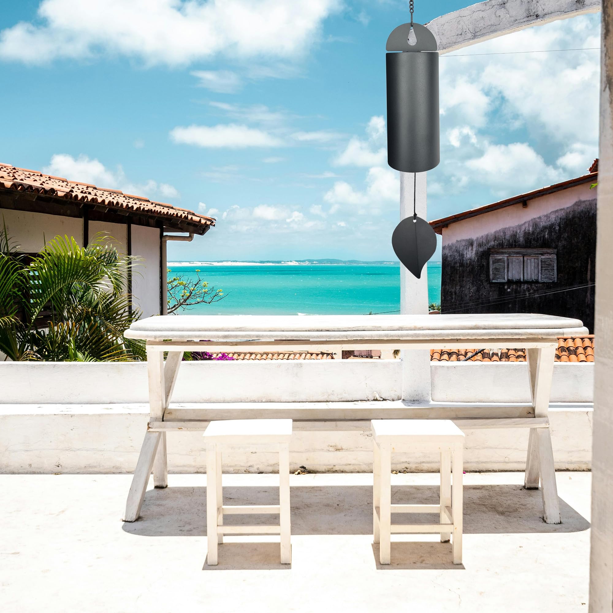 MEDOO Unique Serenity Bell 26-inch outdoor view emphasizes large chimes for garden ambiance