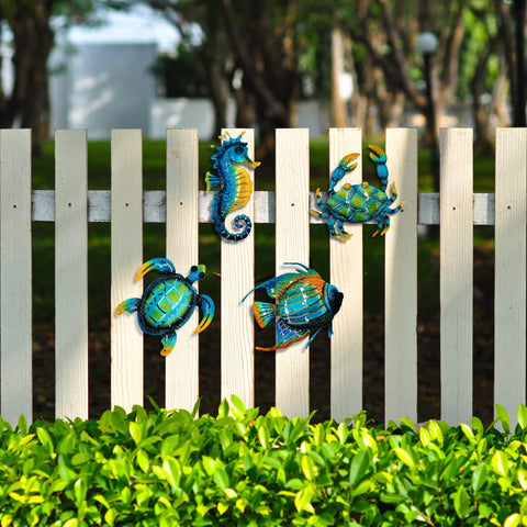 Meduofon blue ocean wall art closeup showcases detailed metal craftsmanship and color.