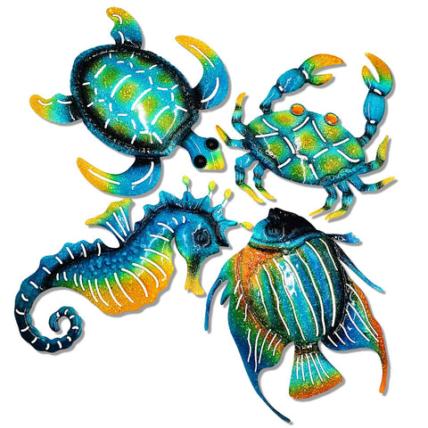 Meduofon blue turtle wall art enhances outdoor walls with vibrant coastal charm.