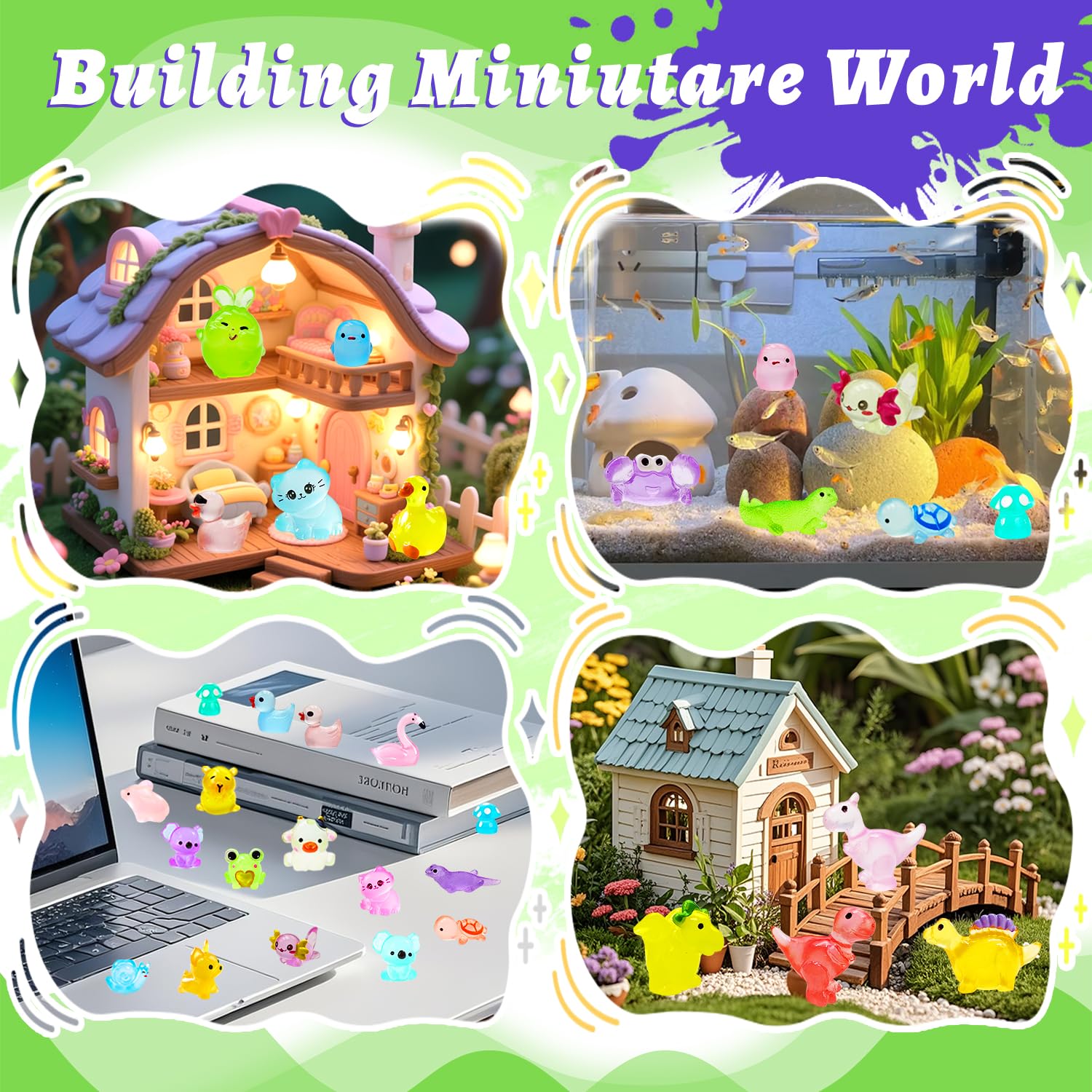 Meediock resin dinosaur miniatures brighten dollhouses and terrariums.