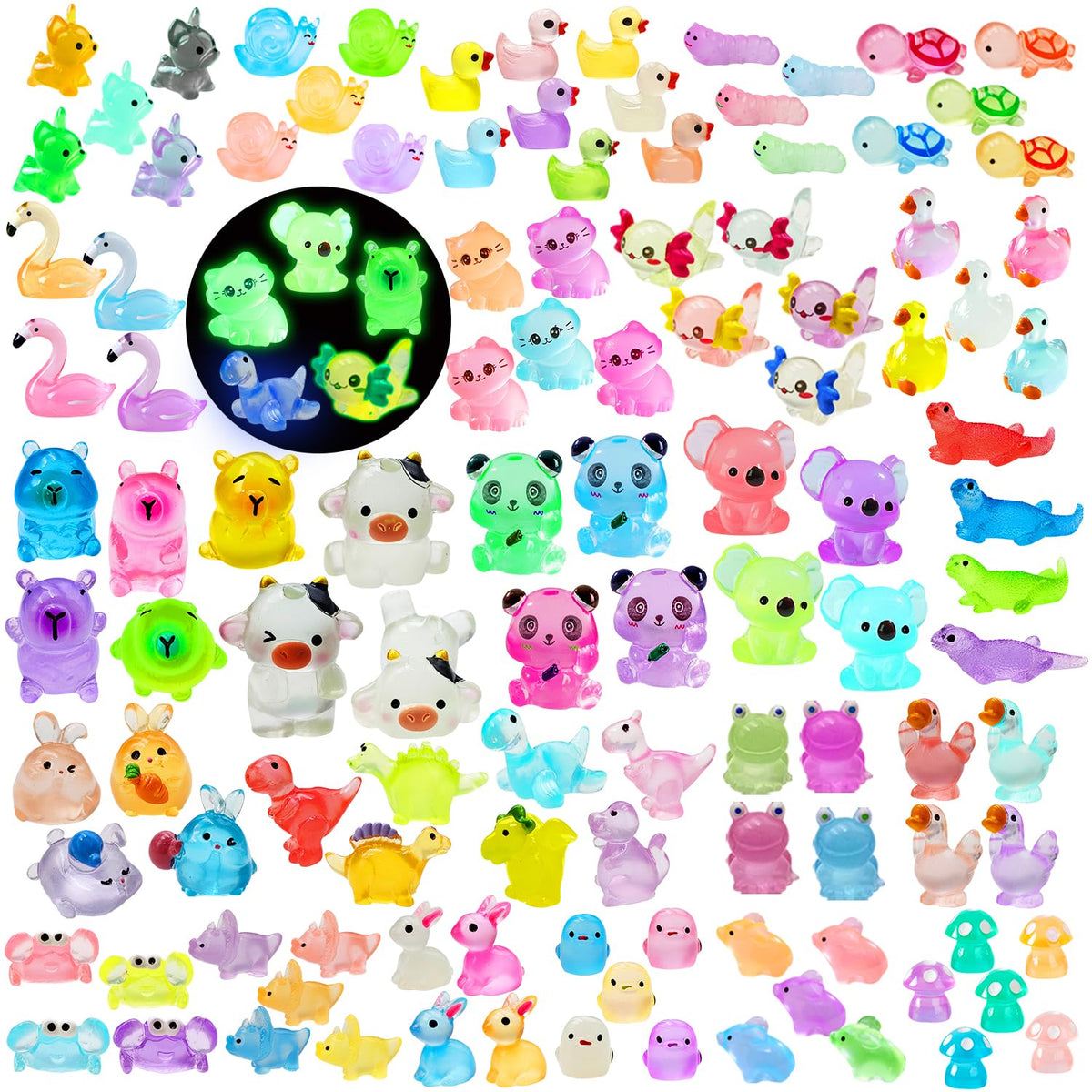 Meediock mini resin ducks glow in the dark for fairy garden decor.