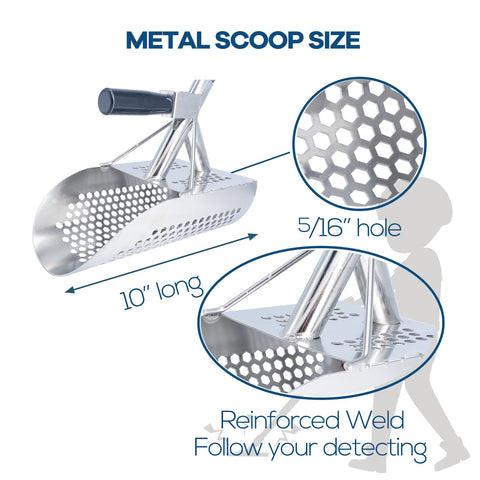 MEEGOON long-handle detector scoop offering extended reach during treasure hunts