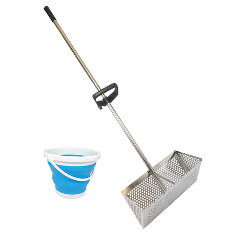 Meegoon sand flea rake head for efficient beach sand collection.