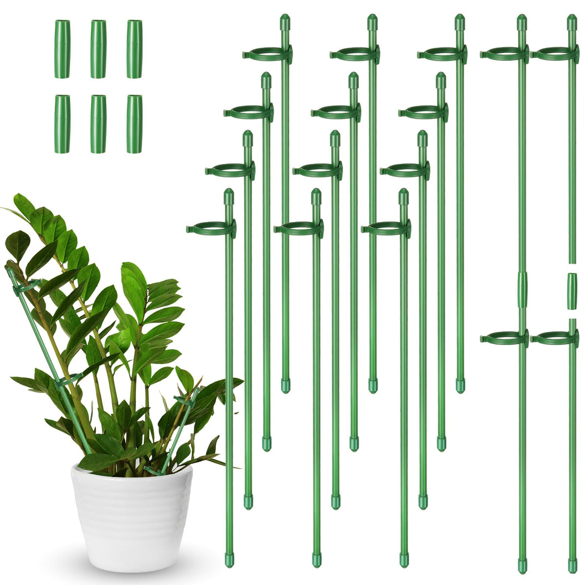 Meekoo 12-inch green plant stake ready for adjustable support in indoor and outdoor gardens.