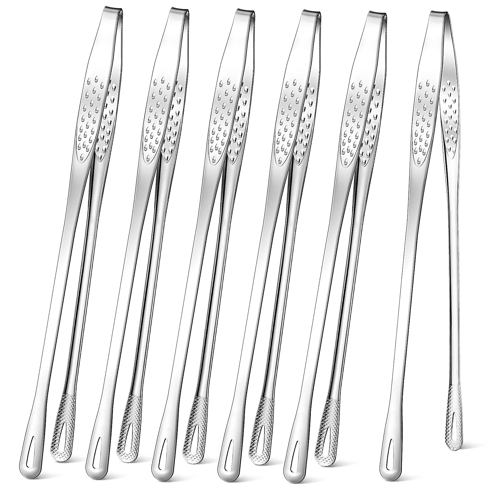 Meekoo 6-pcs stainless steel meat tongs set for grilling and serving.