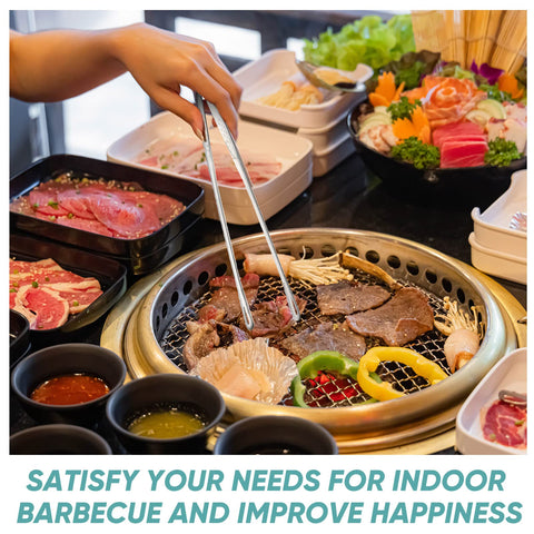 Meekoo tongs with non-slip handle for safe food handling.