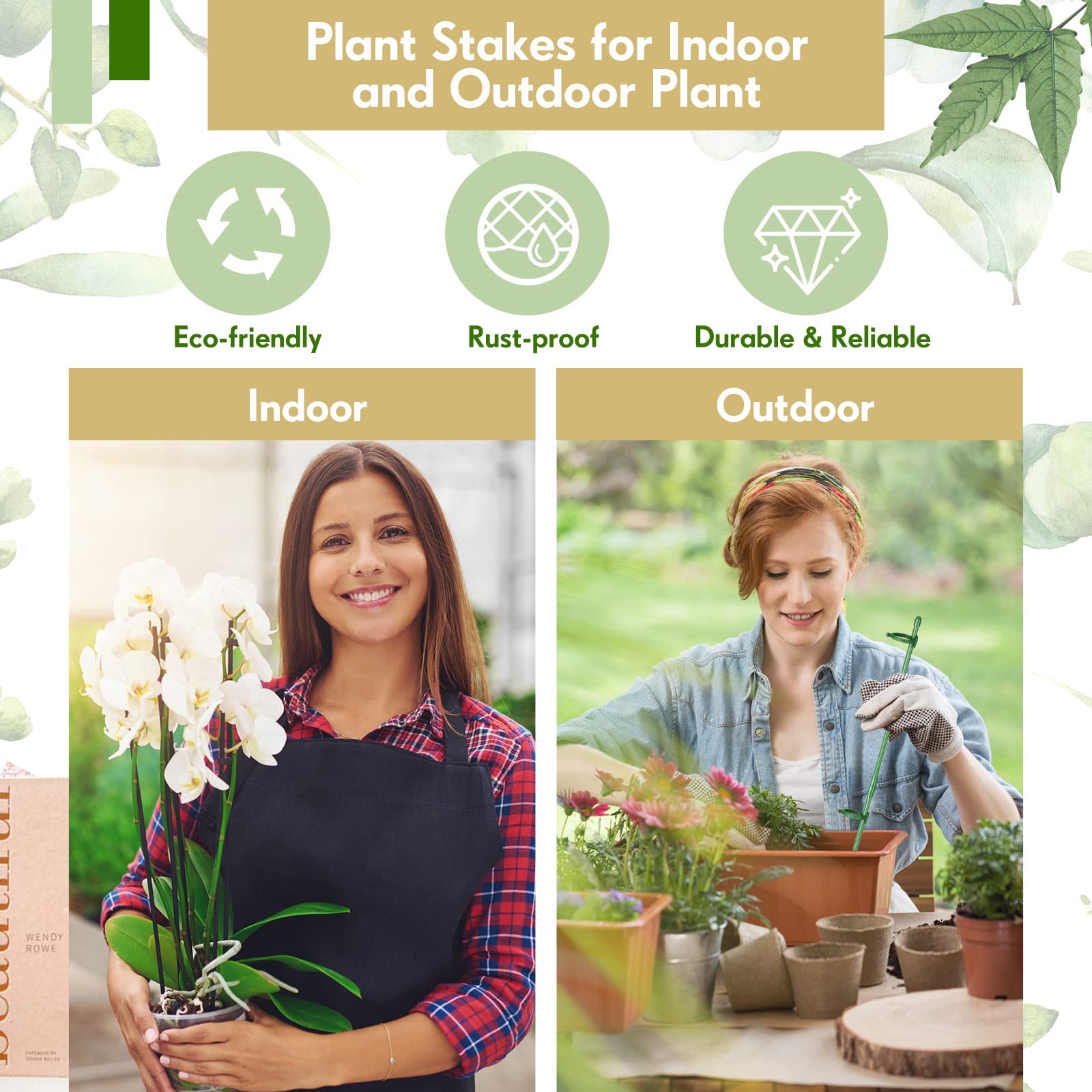 Meekoo single-stem rose garden stake supports upright growth.