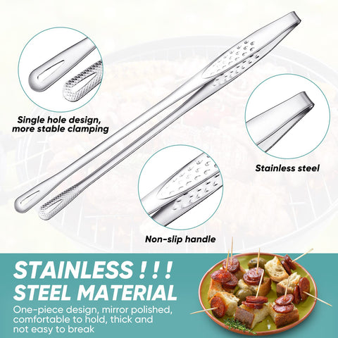 Meekoo stainless steel kitchen tweezers tongs with mirror finish for easy cleaning.