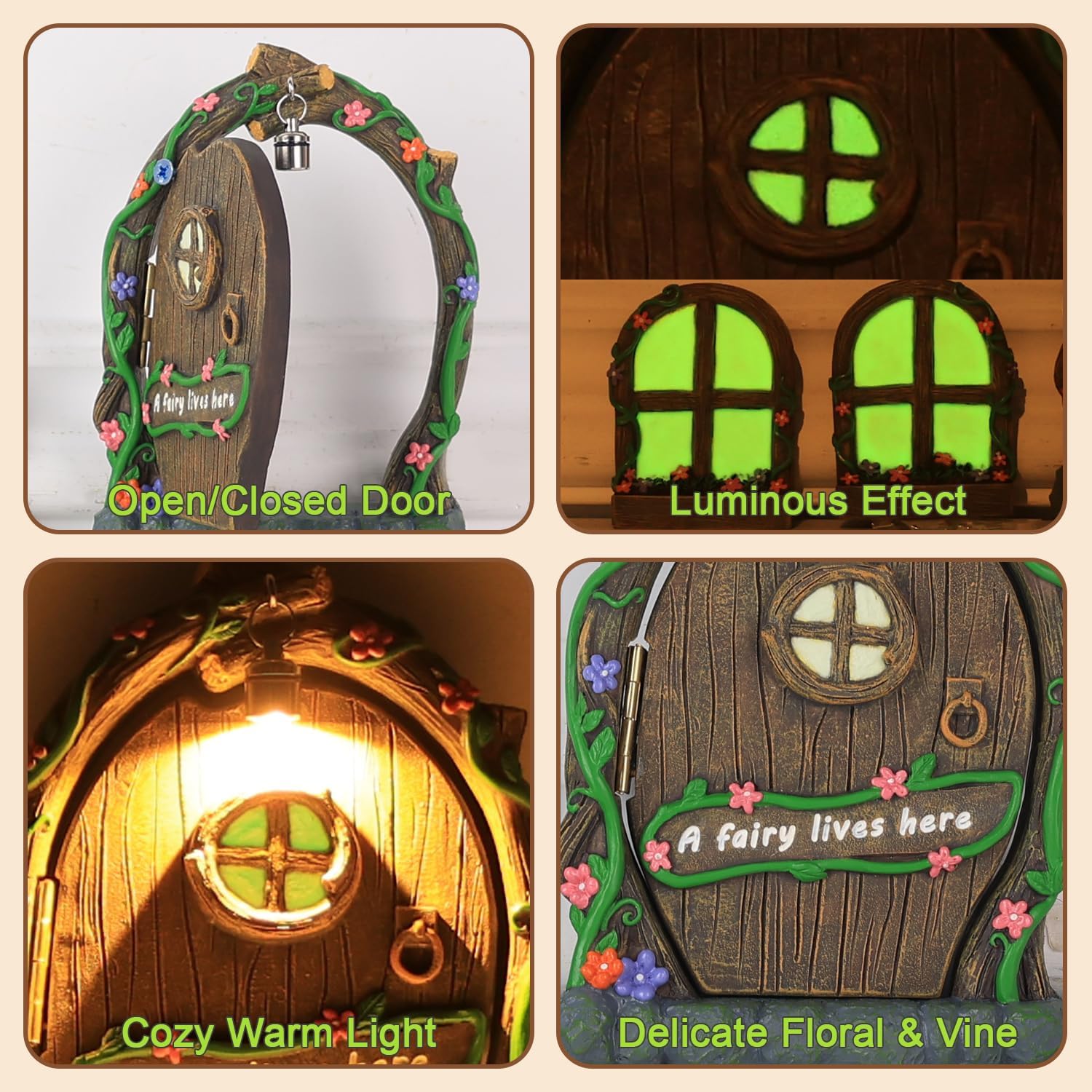 MEETYAMOR arched fairy window two complements floral fairy scenes.