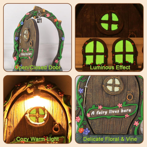 MEETYAMOR arched fairy window two complements floral fairy scenes.