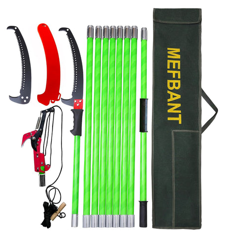MEFBANT 30ft extendable pole saw reaching tall branches safely