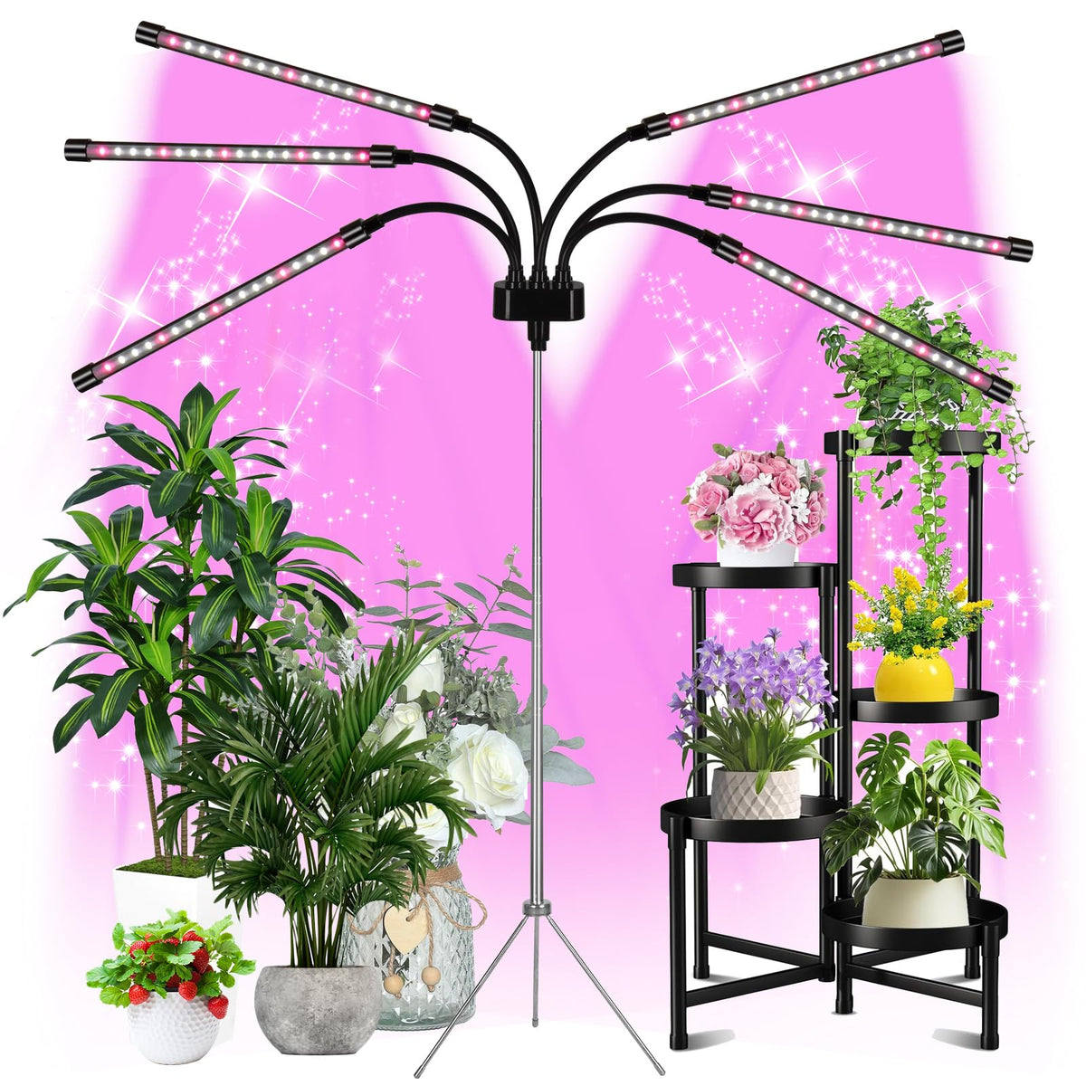 Mefflypee grow-light-stand assembly demonstrates a sturdy indoor plant setup.