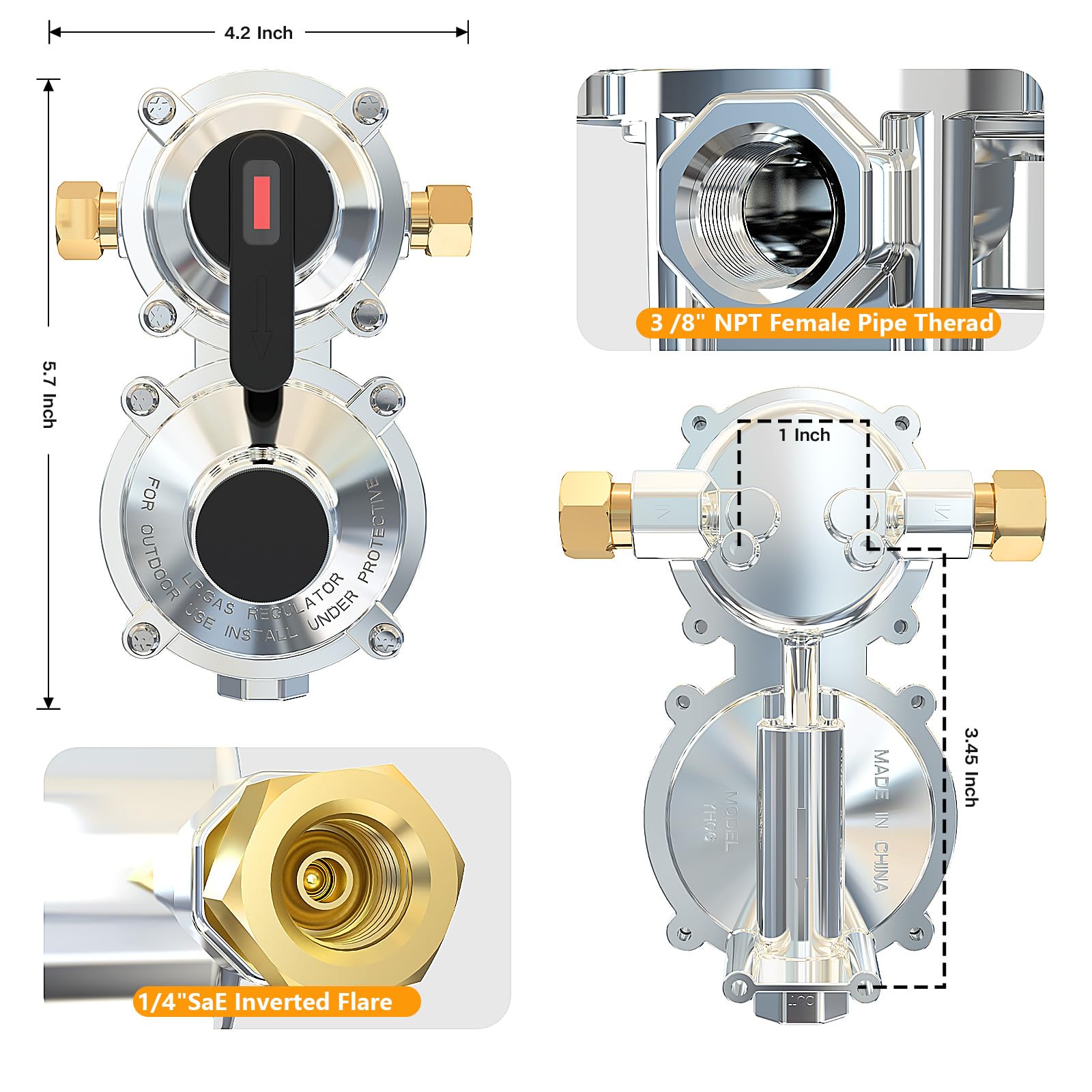 MEFUN 18in RV pigtail hose with gauge for easy tank level check.