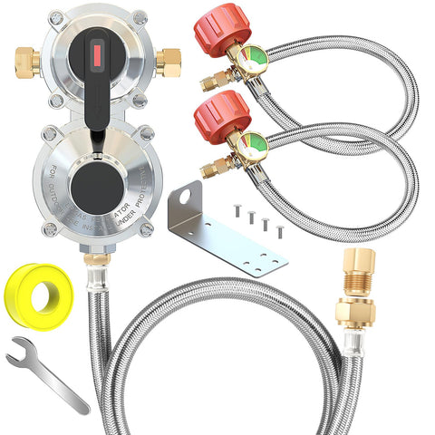 MEFUN 2-stage auto changeover regulator for RVs with stable propane supply.