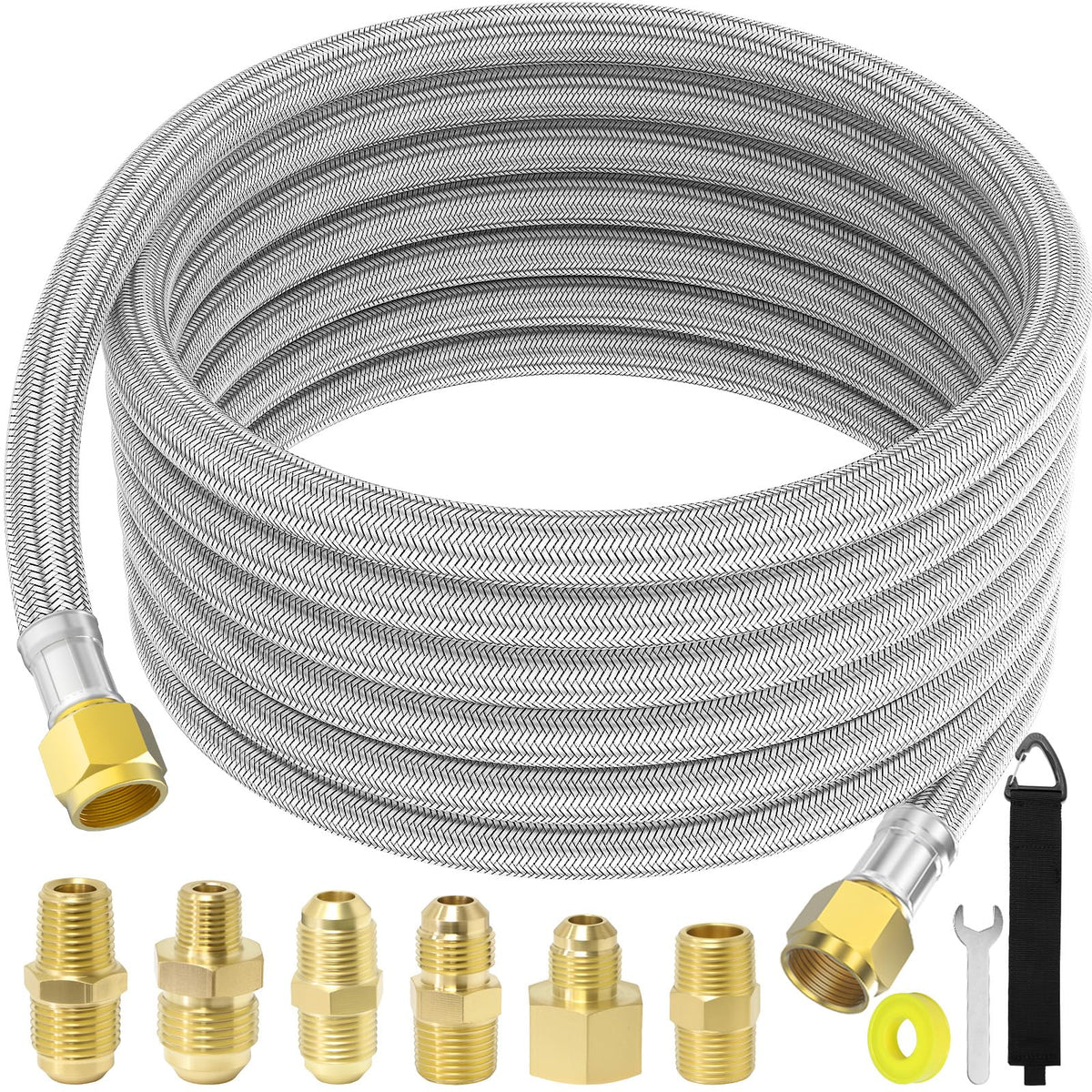 MEFUN 24ft propane hose extension for flexible outdoor grilling setups.