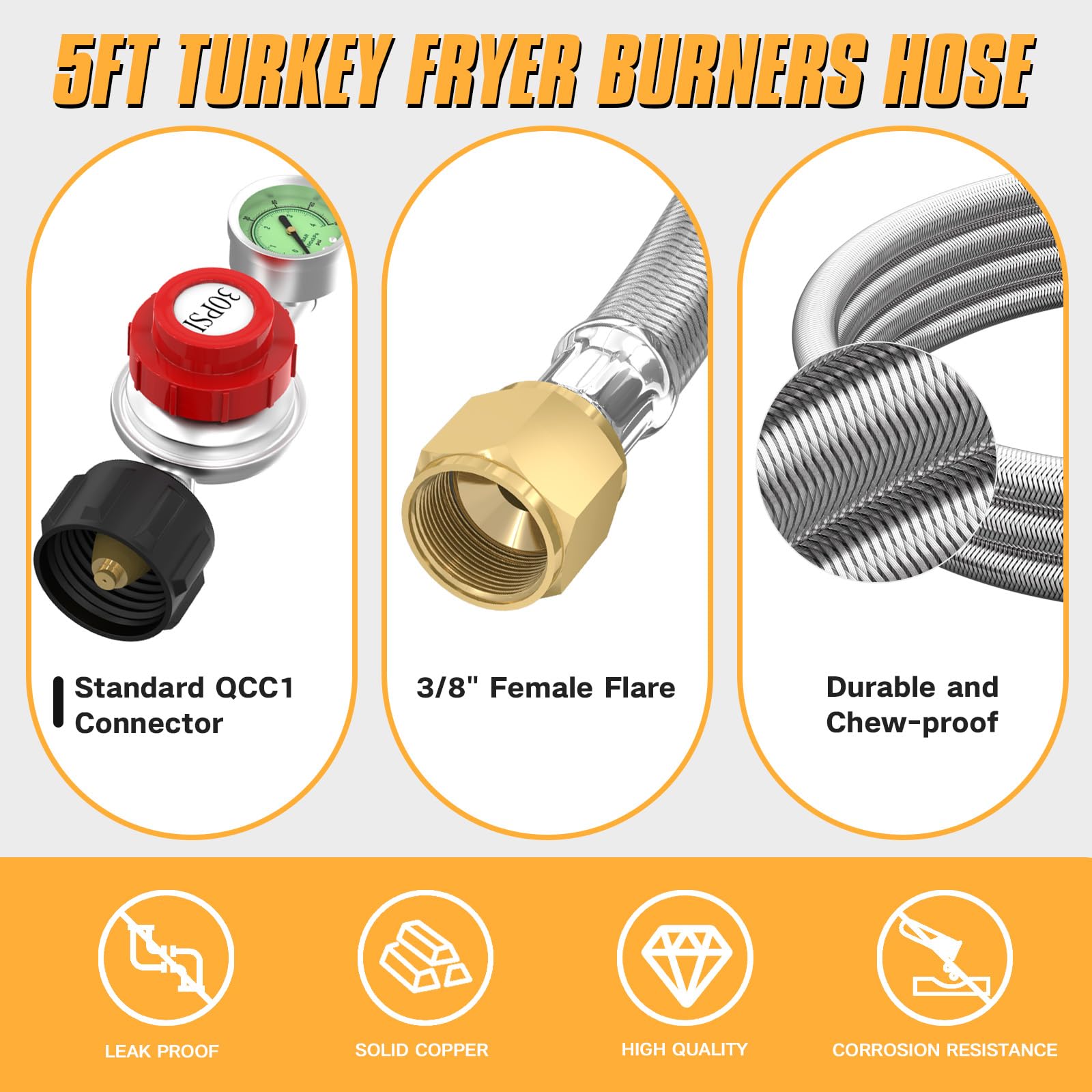 MEFUN 3/8 inch female flare fitting for versatile appliance compatibility.