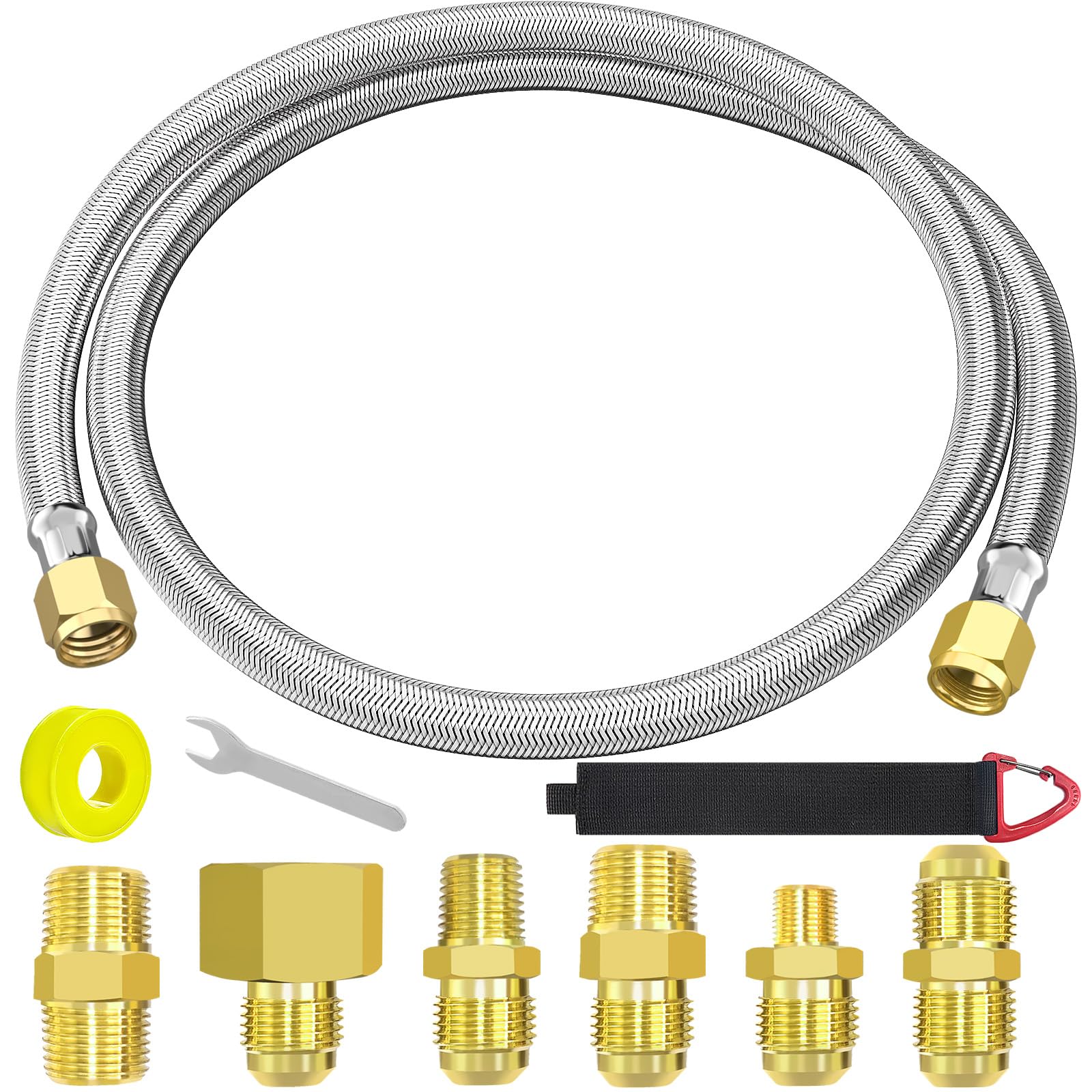 MEFUN 6ft braided propane hose for flexible grilling setups