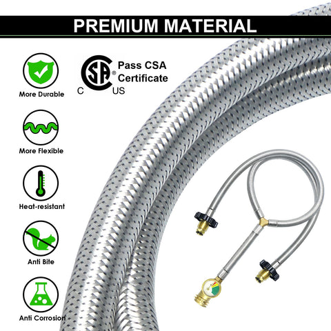 MEFUN weather-resistant hose suitable for grill or heater use outside.