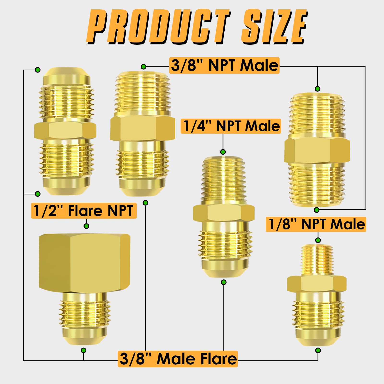 MEFUN conversion couplings showing 3/8 flare to NPT connections