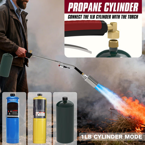 Brass connector ensures secure, leak-free connection to standard propane tanks.