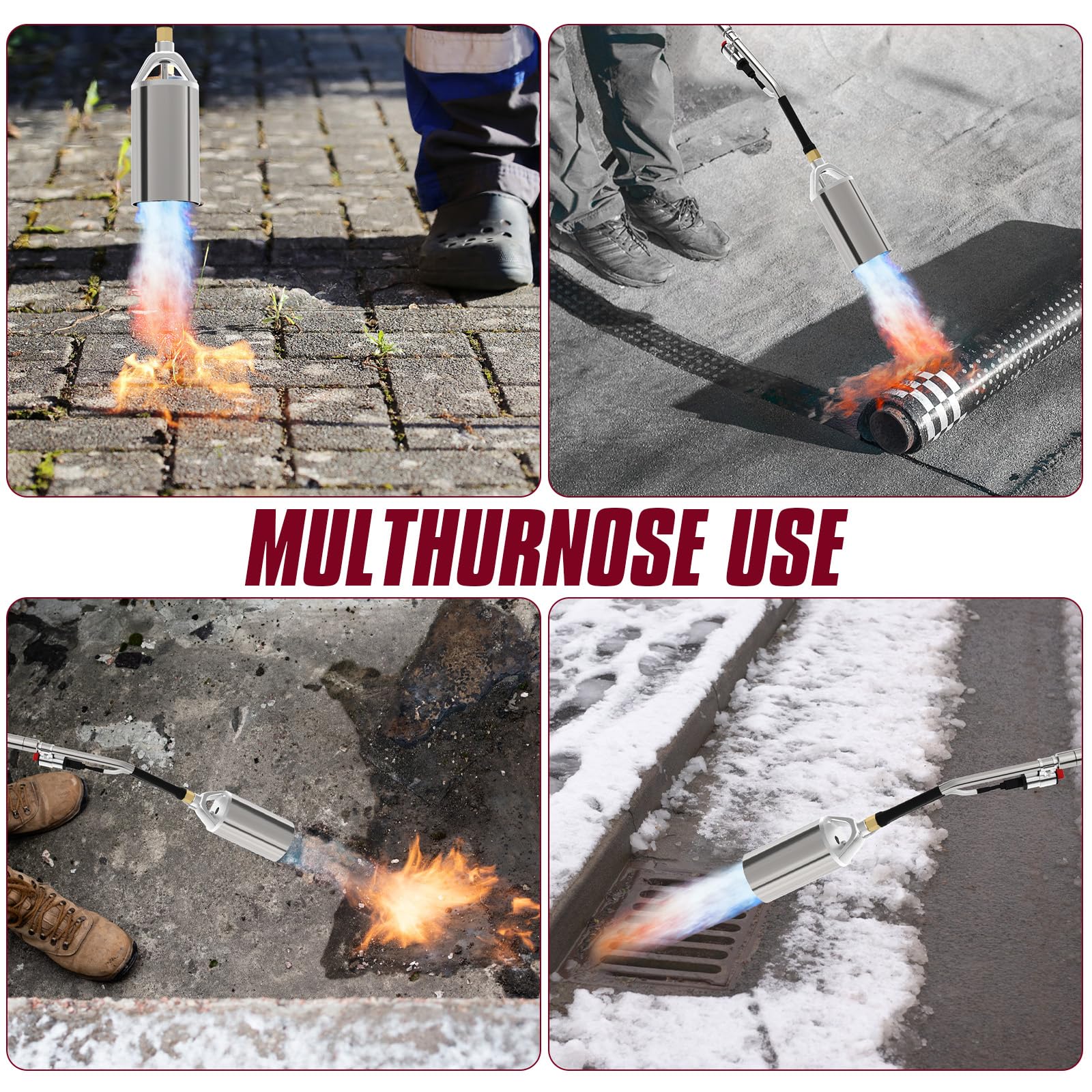 MEFUN weed burner kit supports painting removal, roofing, and ice removal.