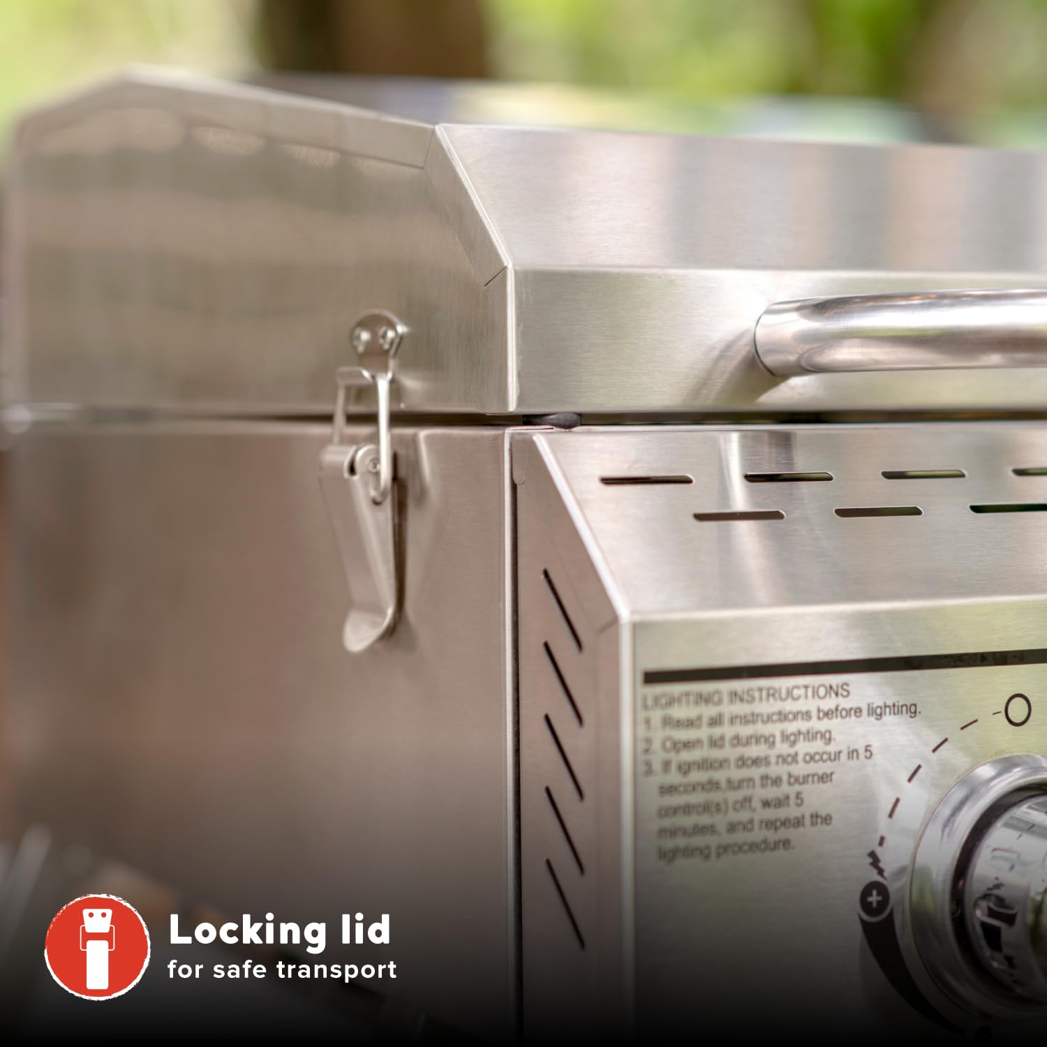 Megamaster 199 square inch stainless steel cooking grid for even heat.