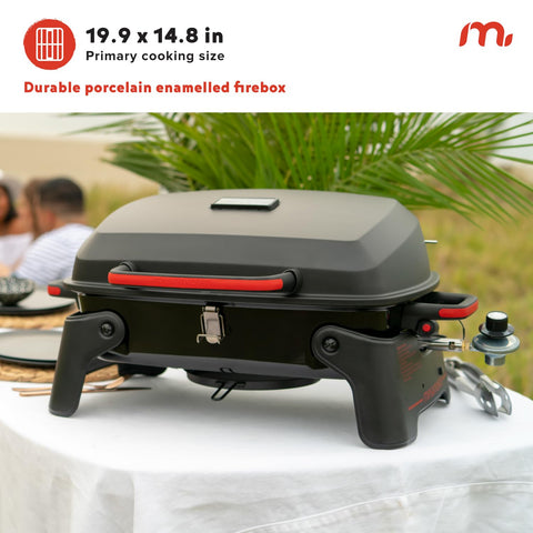 Megamaster removable grease tray simplifies cleanup after grilling.